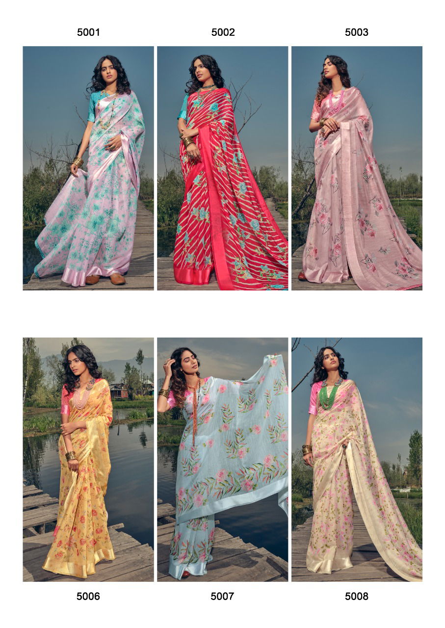 Lt Silk Route Latest Fancy Designer Linen Printed Casual Wear Saree Collection
